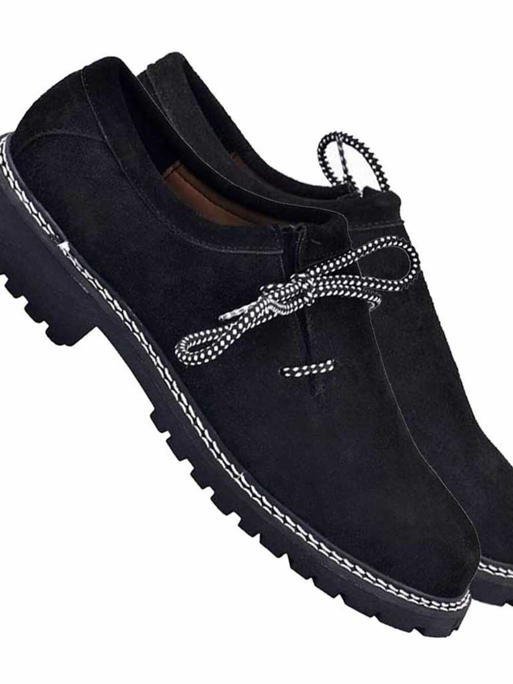 Men’s Black Lederhosen Shoes Bavarian German Leather Oktoberfest Footwear Size42 - Picture 8 of 11